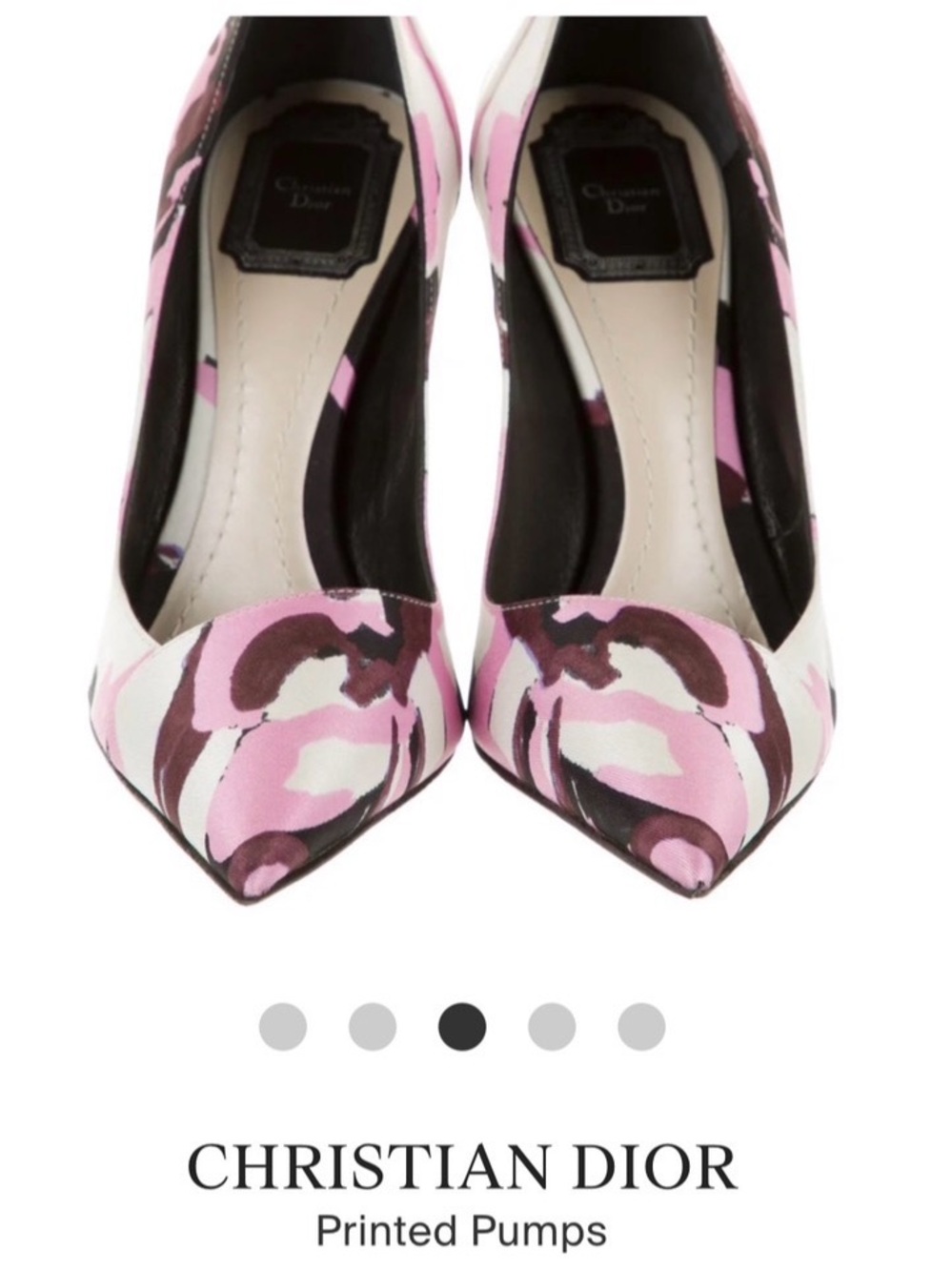 Dior Pink and Brown Floral-Print Pointed-Toe Pumps Size EU 38 US 7.5